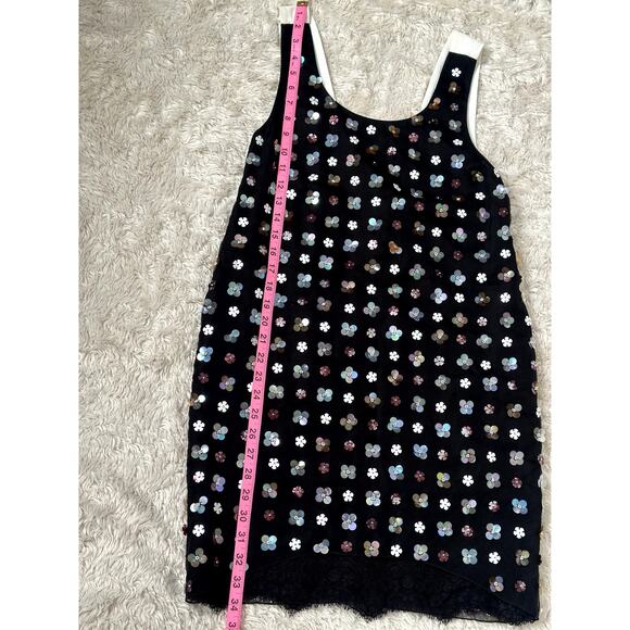 Sachin & Babi XS Black Beaded Sequin Mini Dress Floral Lace Sequined Multicolor - Picture 5 of 13